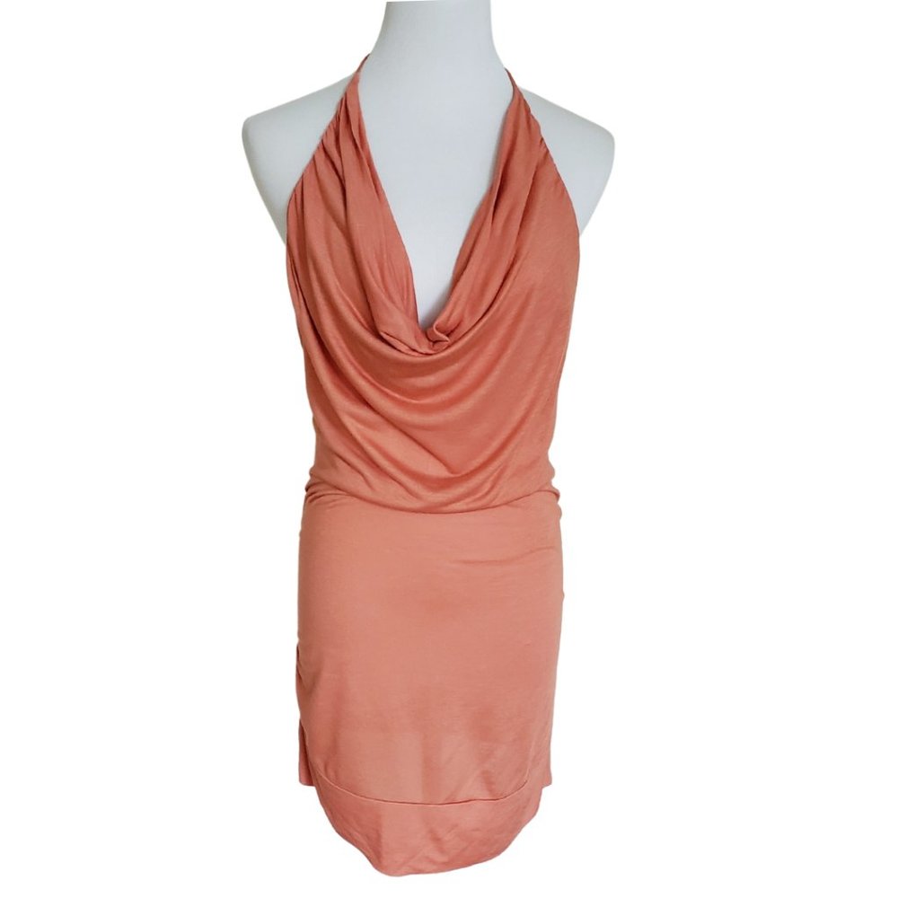 Women's Halter Cowl Neck Ruched Tank Top - Peach - Picture 6 of 6